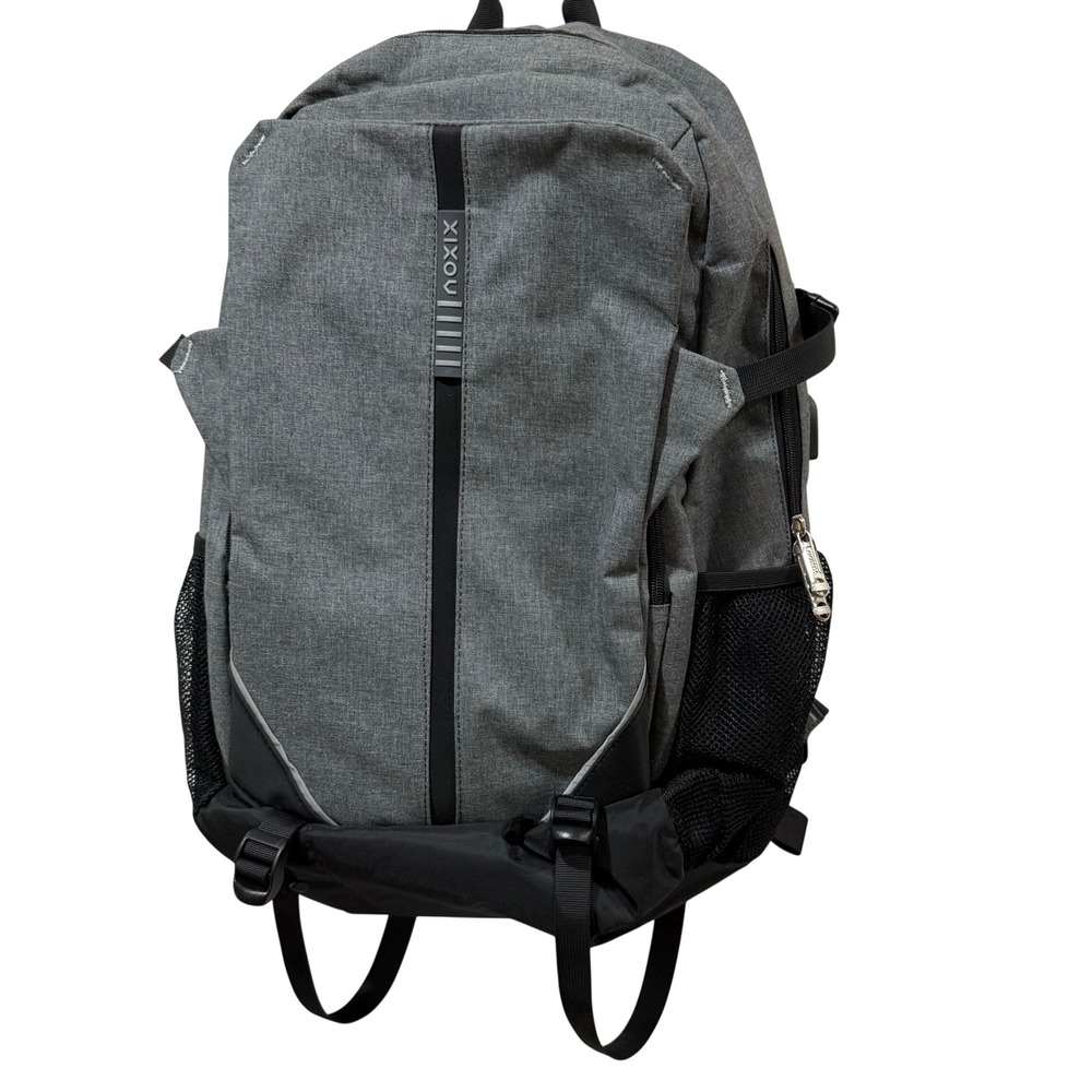 XIXOU‎ Heather Gray Laptop Backpack USB Charging Port Tech Commuter School Bag